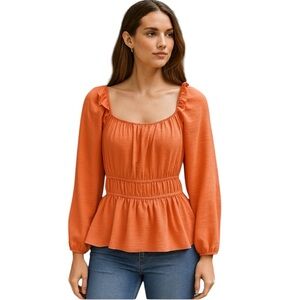 Nine West NWT coral peasant top blouse size small
